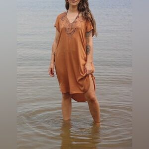 Rabens Saloner Cannabis Leaves Embroidered Dress